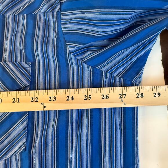 Wrangler Women’s 2XL Western Pearl Snap Shirt Blue Striped Metallic - Picture 5 of 8